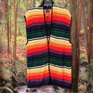 Vintage Cambridge Country Store Dry Goods multicolor rainbow knit sweater vest